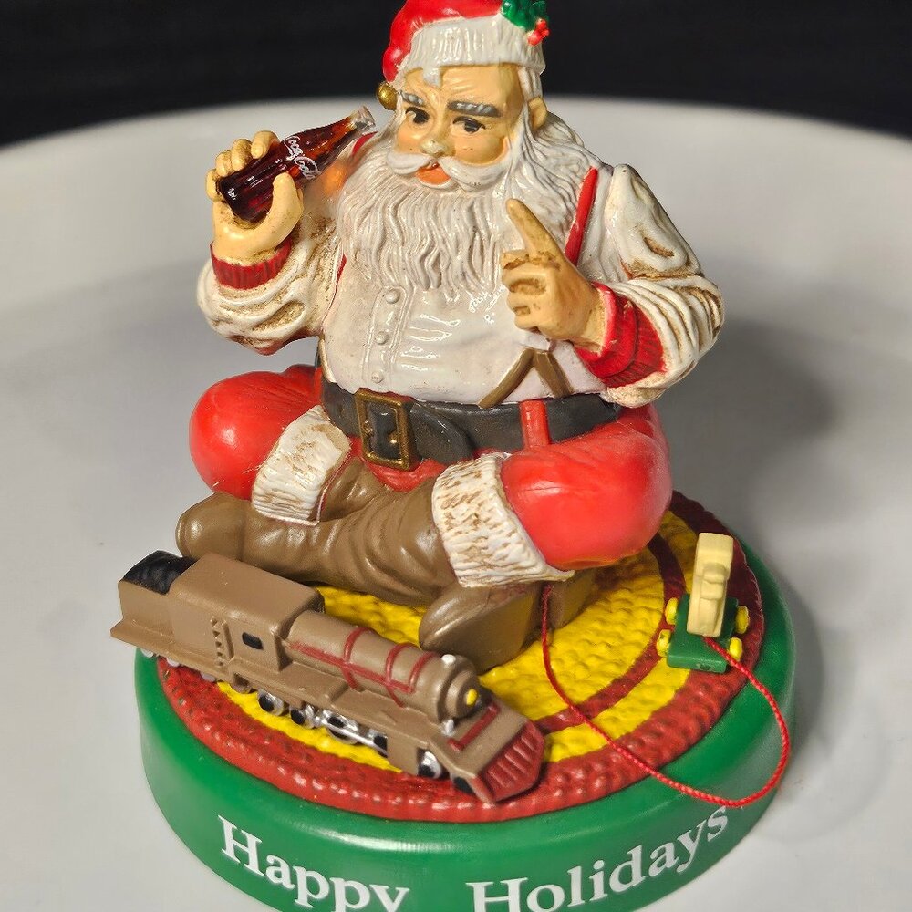 Vintage 1990 Coca Cola Trim A Tree Collection Santa With Train Happy Holidays